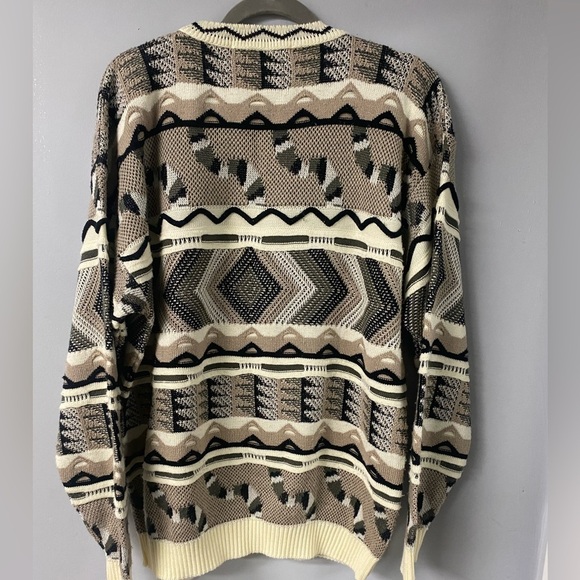 VNTG FISHERMAN/GRANDPA WOOL 3D SWEATER EMBROIDERED HAND STITCHED MULTI COLOR - Picture 7 of 13